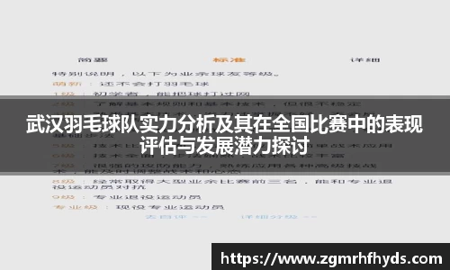 武汉羽毛球队实力分析及其在全国比赛中的表现评估与发展潜力探讨